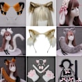 Miniatyrbillede 4 af 5: Håndlavede ingefærkat, ulv, ræv ører dyre søde hovedtilbehør