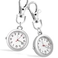 Miniatyrbillede 4 af 5: 2 stk. Lommeur Nøglering Ure Med Spænde Vedhæng Nøglering Armbåndsure Sygeplejerskeure Til Kvinder Mænd-FS1- silver