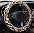 Universal halkfri vintervarm rattmuff i plysch leopard, passar de flesta bilar 36-38cm
