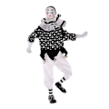 Miniatyrbillede 2 af 5: 15-tommer porcelænsclowndukke klædt i hvid og sort outfit, sjov harlekindukke, cirkus pro