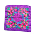Miniatyrbillede 1 af 9: Rose Blomsterprint Hovedtørklæde Twill trykt Tørklæde Sjal LILA-FS1- Purple