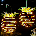 Miniatyrbillede 1 af 5: HKK 2-pak solcellelamper i metal med ananasmotiv, 60 LED-lamper, vandtætte solcellelamper til udendørs brug