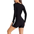 Miniatyrbild 5 av 5: Dam badkläder en del baddräkt långärmad rash guard dam våtdräkt atletisk baddräkt surfing dykning dragkedja fram badkläder badkläder Xd1 Svart 0386 Black 0386 XXL