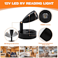 Miniatyrbillede 4 af 5: 2 Styk Læselamper LED Spotlight 12V Dæmpbar Kontakt Væg Sengelampe Interiørlampe Autocamper 6000K Hvid til Autocamper