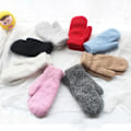 Miniatyrbillede 6 af 8: Vinter Hold Varm Plys Handsker Elasticitet Bløde Fuld Finger Lys Grå 21,5*7,5cm-FS1- black