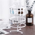 Miniatyrbilde 4 av 5: Smykkeholder, 360 grader roterende øreøringsholder arrangør smykke stativ, 4 nivåer 144 hull øreørings displaystativ for salg, metall smykke display, hvit
