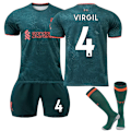 Miniatyrbild 1 av 3: Liverpool FC 2022/23 Tredjetröja Virgil No.4 Fotbollströja 3-delat kit för barn Vuxna z-FS4- 26(140-150CM)