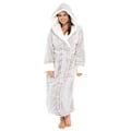 Miniatyrbilde 1 av 3: Huvad Sherpa-kåpe Lang Plushy Fuzzy Morgenkåpe Grå-FS1- Grey XXXXL