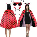 Ladybug kostume dame, ladybug kostume kappe, ladybug kappe med hætte, karneval damer kappe ladybug kappe kostume til voksne, karneval, temafest-FS-
