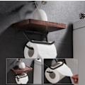 Miniatyrbillede 3 af 4: Stansfri toiletpapirholder Lys Luksus Toilet Massivt træ Vægmonteret håndklædeholder (20 cm lang ikke-porøs sort papirhåndklædeholder)-XF10-