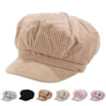Miniatyrbillede 3 af 5: Visir Beret Kasket Retro Britisk Stil Spids 8 Panel Kuldresistent Fløjlsbukser Kvinder Ottkantet Avisdreng Cabbie Malerhat (FMY)-FS1- Beige