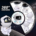Miniatyrbillede 2 af 5: Justerbar Lysstyrke Astronaut Galaxy Stjerne Projektionslampe, Led Natlys Børne Stjernelampe, Astronaut Ornament