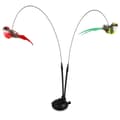 Interactive Cat Wand Toy with Long Double Rod & Powerful Suction Cup - Hands-Free Cat Toy with Artificial Feather Attachment (Red/Green (BR)