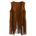 Miniatyrbillede 4 af 4: 70'er Hippie Party Retro Kostume Tassel Vest+bukser+sjal Kostume sort S