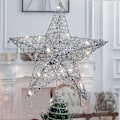 Miniatyrbillede 7 af 7: Juletræstjerne Topper med Lys, Glimtende Juletræstjerne med LED-lys Ornament Fest Hjemindretning Juledekorationer