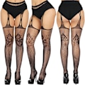 Miniatyrbilde 3 av 4: 5-pakning nettingstrømper med høy midje tights lårhøye-FS2- combination 4