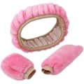 Miniatyrbild 3 av 5: Vinterplysch rattmuff rosa överdrag fluffig ratt