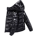 Miniatyrbilde 2 av 6: Herre Vinterjakke Glanset Stativkrage Vanntett Hette Dunjakke Svart Svart black black-FS1- black XL
