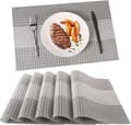 Set med 6 tvättbara PVC-plastunderlägg (glittergrå)-FS-