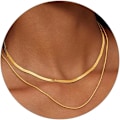 Miniatyrbillede 3 af 6: Slangekæde Halskæde 14K Guld/Sølvbelagt Herringbone Halskæde Guld Choker Halskæde til Kvinder Piger Gaver Smykker-FS1-
