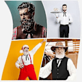Miniatyrbillede 5 af 5: 2-pak Western Slips til Mænd Kentucky String Tie Clip On Flue Colonel Sanders Sort Cowboy Flue Party Sort One Size 2-18-Good-Yvan[HK]-FS1-