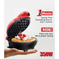 Miniatyrbillede 2 af 5: Mini Vaffeljern, EU 4 tommer Vaffeljern med Kompakt Design, Let Rengøring, Non-Stick Overflade, Perfekt til Morgenmad, Dessert, Sandwich Sort