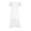 Pikkukuva 4 / 5: Boheemi pitsinen maksimekko naisille, valkoinen rantamekko, lyhythihainen off-shoulder mekko-yu-FS4- XL