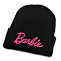 Miniatyrbillede 1 af 5: Barbie strikket hue - Sort, pink Barbie hue, tredimensionel broderet uldhue, dame skihue, varm til efterår og vinter-FS1-