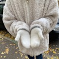 Miniatyrbillede 2 af 8: Vinter Hold Varm Plys Handsker Elasticitet Bløde Fuld Finger Lys Grå 21,5*7,5cm-FS1- light gray