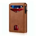 Men's Wallet in Light Brown Carbon Fiber Texture, RFID Blocking Pop-Up Card Holder, Slim Foldable Compact Wallet with Magnetic Closure