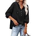 Miniatyrbillede 5 af 7: Hættetrøje til Kvinder Teen Toppe Langærmet Oversize Pullover-Sort - Perfet-FS2- S