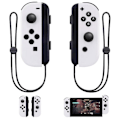 Miniatyrbild 1 av 4: Trådlösa Joypad-kontroller (vänster och höger) för Nintendo Switch - Vänster och höger trådlösa fjärrkontroller med handledsrem (vit)-FS3-