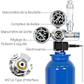 Miniatyrbillede 3 af 5: Akvarium CO2-regulator med 12V-adapter, akvarium trykreducer, dobbelt trykmåler inklusive boblerækker og tilbageslagsventil, W21.8-interface