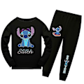 Miniatyrbilde 1 av 2: Lilo & Stitch Trykte Barne Pyjamas Sett Gutter Jenter Langermet T-skjorte Sweatshirt Bukser Sett Hjemmeklær Pyjamas-Perfet Svart Black 9-10 Years
