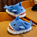 Miniatyrbillede 3 af 5: Børnehaj-tøfler Plys varme tøfler Slip-on fluffy sko til vinteren Blå Z Blue-FS4- Blue 36-37