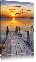 Pier at Sunset 30*40 Large Canvas Painting Fully Framed by Stretcher Bar, Printed Wall Art Picture with Frame-FS-