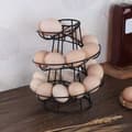 Egg Dispenser Stand Spiral Design Metal Egg Tray Freestanding Wire Chicken Egg Storage Organizer Display Holder Black-FS-