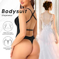 Miniatyrbilde 4 av 6: Kvinner Slanking Shapewear Body Bue Kontroll Truser Body Shaper Bryllupsfest Modellering Undertøy Stringtruse Innebygd BH Camisoles Black-FS1- Black M
