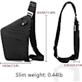 Miniatyrbild 3 av 5: Slingväska, lätt crossbody axelväska bröstväskor dagsryggsäck, en rem stöldskyddsslingväska för kvinnor män DB svart black-FS5- black left shoulder