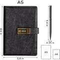 Miniatyrbillede 5 af 5: Dagbog med Lås, A5 PU-Læderjournal med Lås 240 Sider, Vintage Lås Journal Adgangskodebeskyttet Notesbog med Pen og Gaveæske, 8,6 x 5,8 tommer