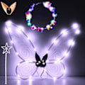 Miniatyrbilde 1 av 7: Glitter Fe-vinger for Voksne, LED-Hodebånd for Karneval og Temafester Stjerne-hvit-X42- Stjärnvit Stjärnvit