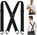 Men's Suspenders X-Shape - 3.8 cm Wide Elastic Strap with 4 Carabiner Hooks - Adjustable Non-Slip for Work Pants