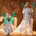 Miniatyrbilde 7 av 7: Glitter Fe-vinger for Voksne, LED-Hårbånd og Tryllestaver for Barnefest-X42- Trollslända grön Trollslända grön