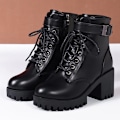 Miniatyrbild 7 av 10: Damskor Högklackat Vinter Ljusbrun Chunky Platform Sock Boots Skor Kvinnor Mellanhöga Tjock Klack Stövletter Storlek-FS1- 41