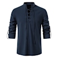Miniatyrbilde 1 av 3: Piratbluse med snøring og lange ermer for menn marineblå-FS1- navy blue M
