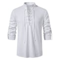 Miniatyrbillede 1 af 3: Piratbluse T-shirt med snøre og lange ærmer til mænd white-FS1- white L