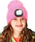 LED-lue for barn, håndfri hodelykt med knappcellebatterier, Rosa-FY-