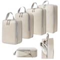 Miniatyrbillede 1 af 5: Kuffert Organizer Kompressions Pakkeposer - 6-delt Pakkekuber Kompressions Kuffert Organizer, Pakkekuber Rejse Organizer Sæt beige