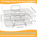 Miniatyrbilde 2 av 5: Airfryer-stativ for Ninja Dual, tre lag med rustfritt stål, Airfryer AF300UK AF400UK tilbehør, for dobbel luftfriter