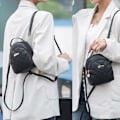 Miniatyrbilde 3 av 5: Quiltet Ryggsekk for Kvinner Matchende Ryggsekk Kvinner Liten Telefonveske Jenter Skolesekk Dame PU Lær Casual Ryggsekk Hvit White